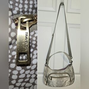 NWOT Travelon Anti Theft Crossbody Snakeskin Print Purse Hobo Handbag Travel Bag